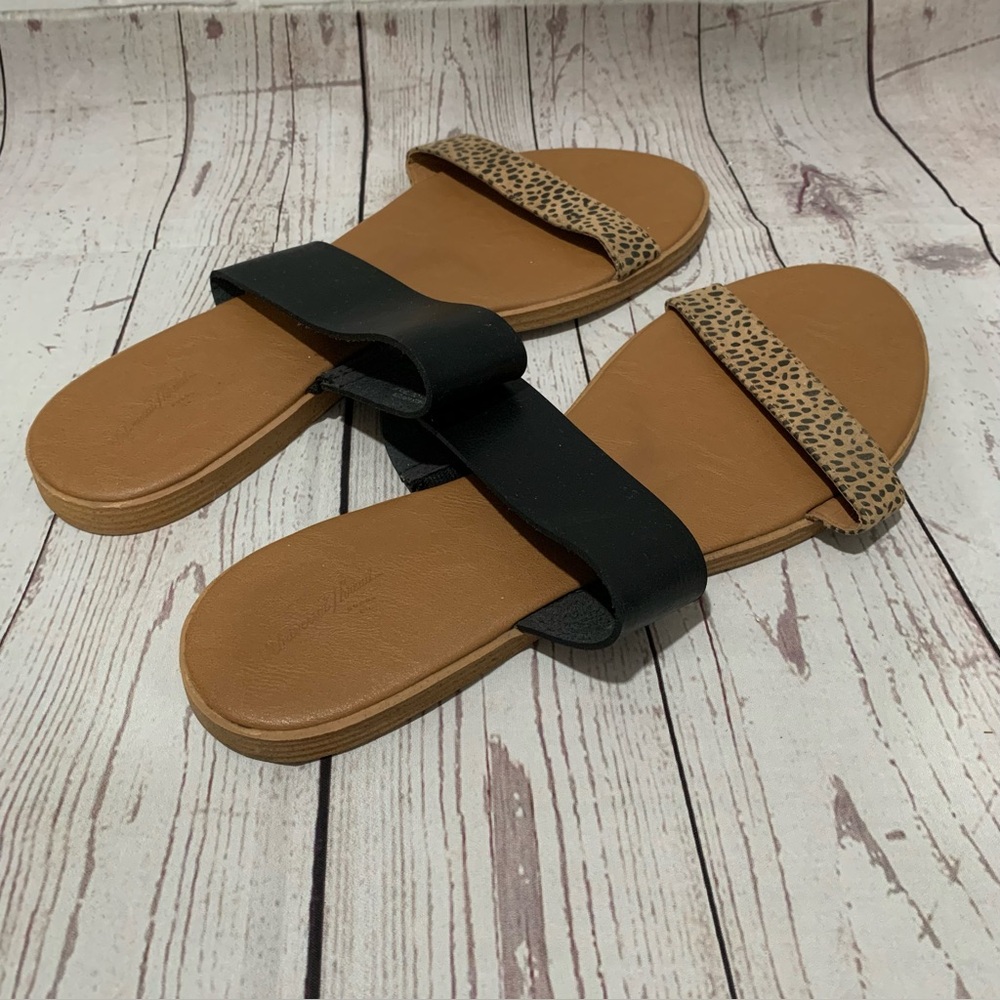 Universal Thread Torri Sz US 10 Women's Double Band Slide Flat Sandals Leopard